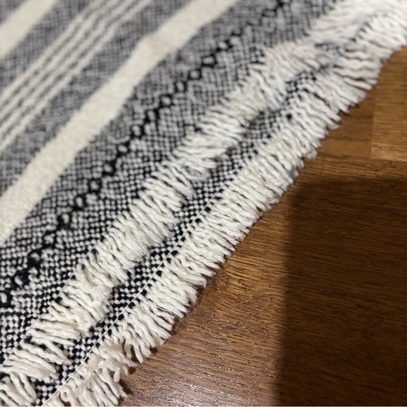 Eileen Fisher Organic Cotton Stripe Fringe Thick 3/4 Sleeve Boxy Sweater M soft - Picture 6 of 12